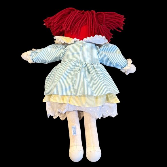Vintage 1990 Eden Toys 19" Madeline Rag Doll Plush, Striped Dress, Appendix Scar - Picture 4 of 7